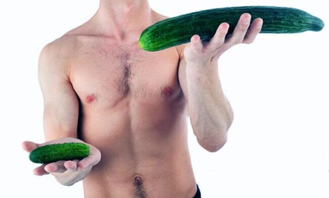 Vizualizarea unui penis masculin mic și mare